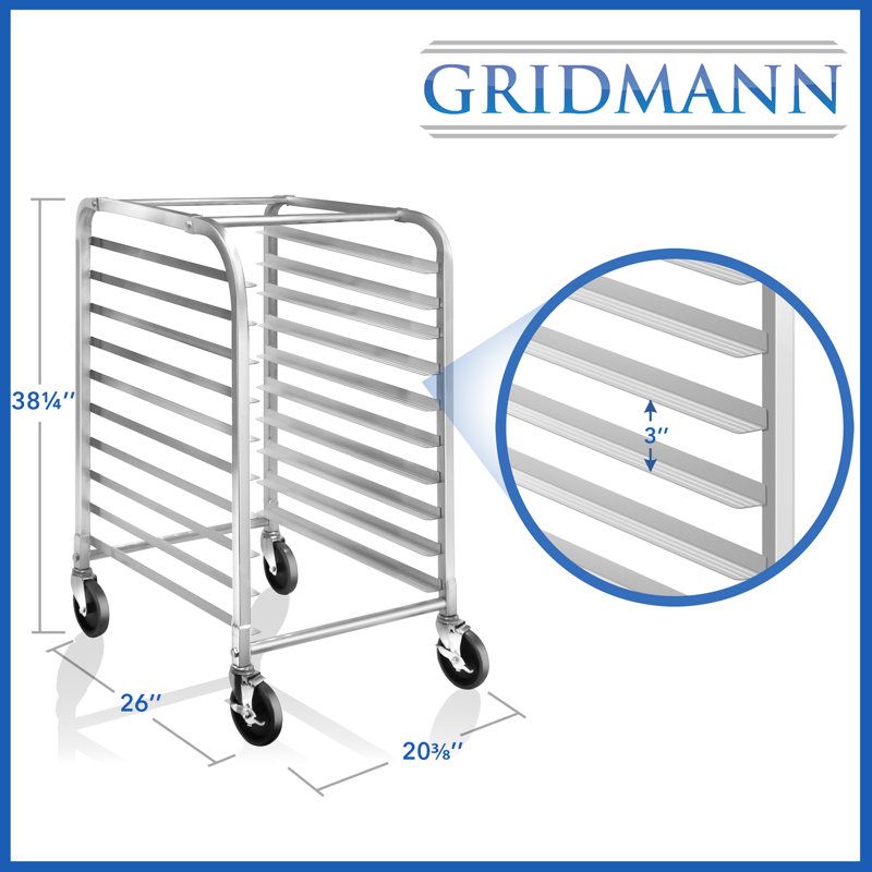 GRIDMANN 10-Sheet Aluminum Commercial Pan Rack with Wheels