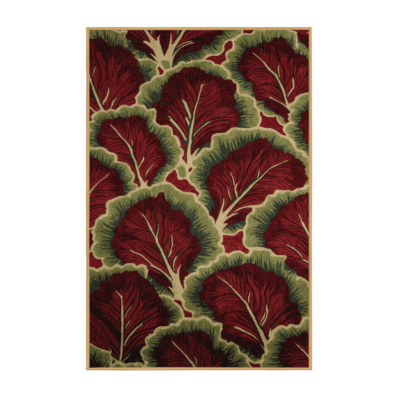Washable Lettuce Red Leaf Vegetables Area Rug, Rectangle 7' x 10'