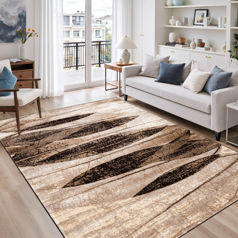 Abstract Area Rug, Brown, Rectangle 80 x 150 cm