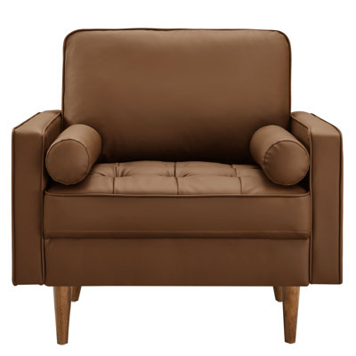 Upholstered Vegan Leather Accent Armchair