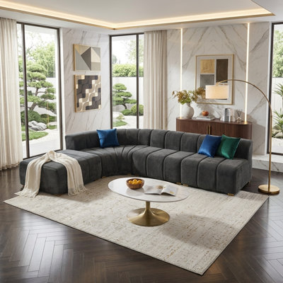 Canapé modulaire semi-incurvé 116,5 po Chenille