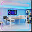 Lit mezzanine en métal de taille COMPLÈTE avec bureau intégré et bande lumineuse à DEL, cadre avec garde-corps de sécurité, échelle inclinée et rangement sous le lit-131377857