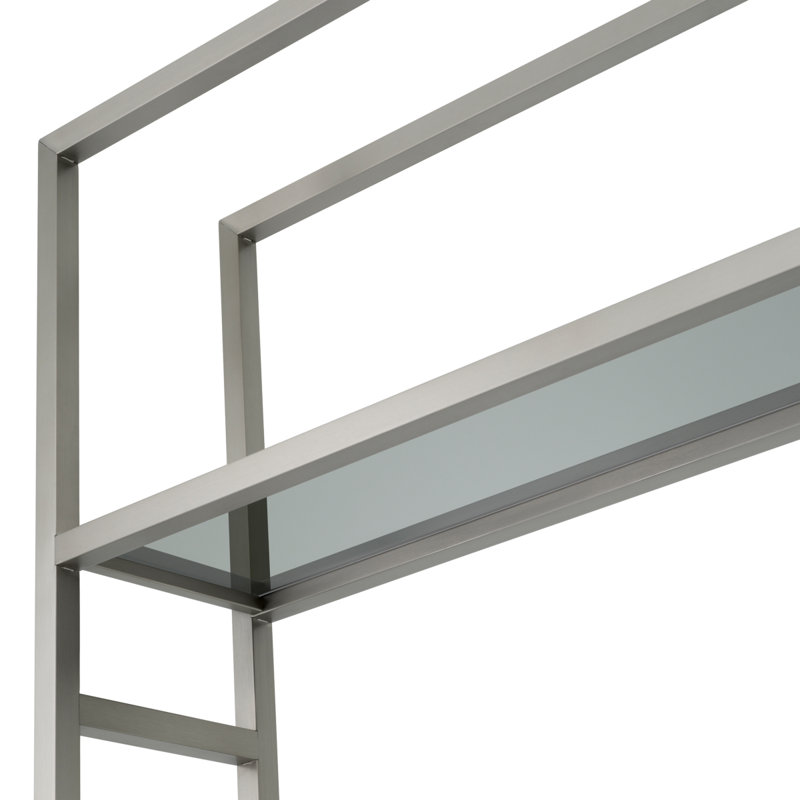 Corrado II Bookcase, Black/Brushed Steel/Smoke