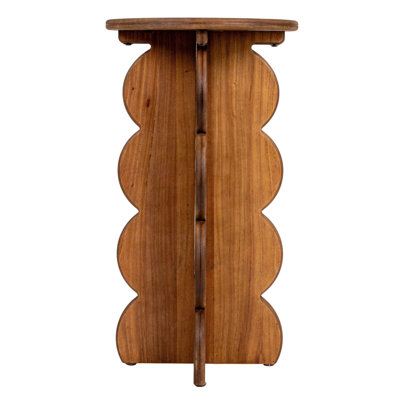 Scalloped Edge Accent Table in Walnut Finish