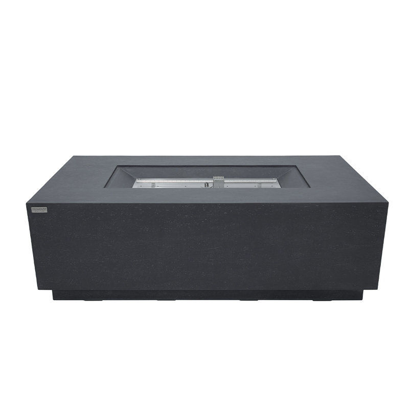 Andes Rectangle Concrete Propane Smokeless Fire Pit Table with Hidden Fuel Tank, Dark Gray