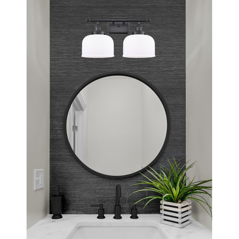 Ballston Urban Bell 8" - 2 Light 18" Bath Vanity Light, Matte Black, Matte White, Incandescent 