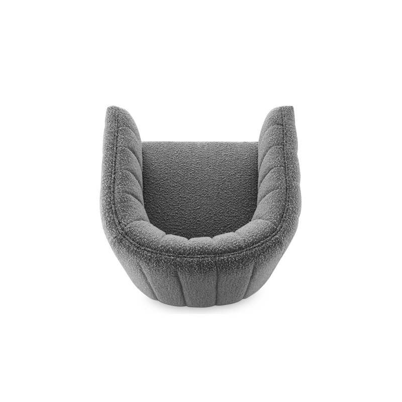 Irasema Upholstered Swivel Barrel Chair, Black Microfiber/Microsuede
