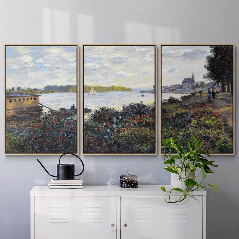La seine à Argenteuil, 1877, reproduction sur toile 3 pièces, Naturel
