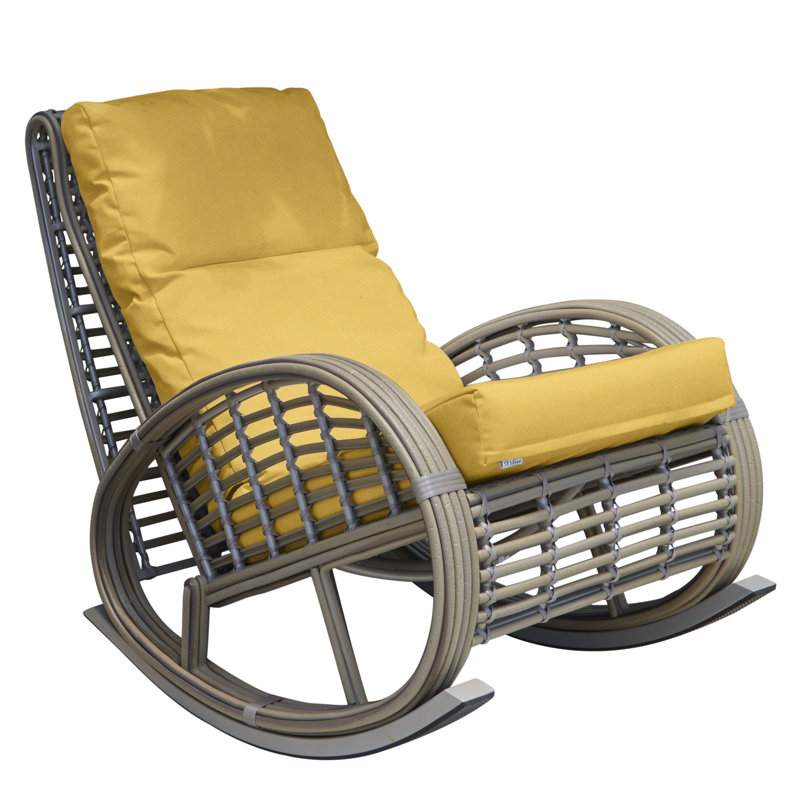 Dynasty Outdoor Rocker Chair, Canvas Taupe Sunbrella® Canvas, Kubu Mushroom