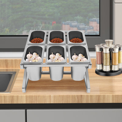 201 Stainless Steel Countertop Spice Rack Inclined Expandable Spice Rack Set