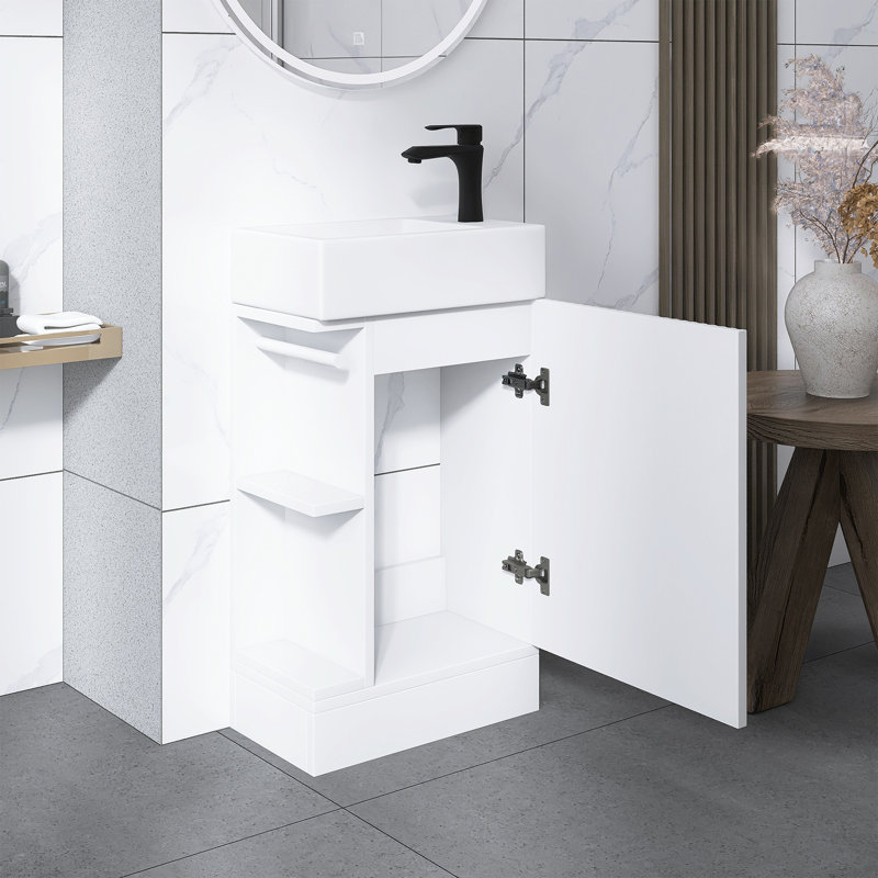 Meuble-lavabo sur pied 19 po avec lavabo, Blanc