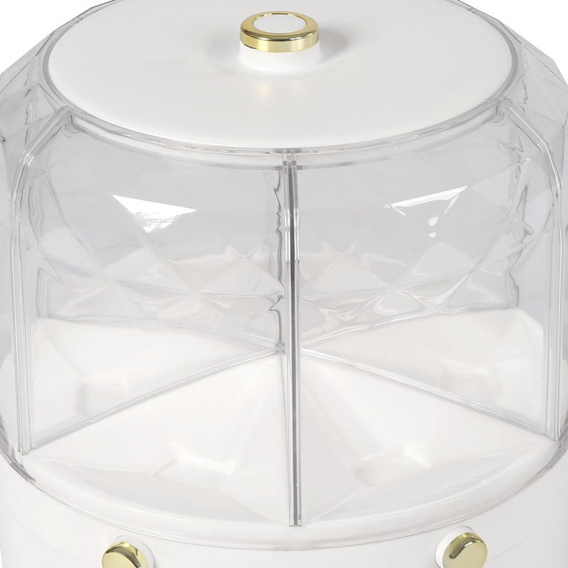 Chekesha 6-Grid Rotating Food Dispenser with Lid, White