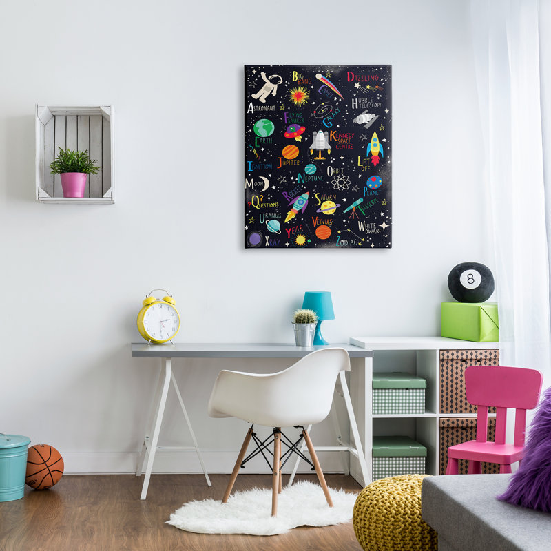 Outer Space Fun Alphabet Kid's ABC - Art textuel, Toile tendue, H 40 po x l 30 po x P 2 po