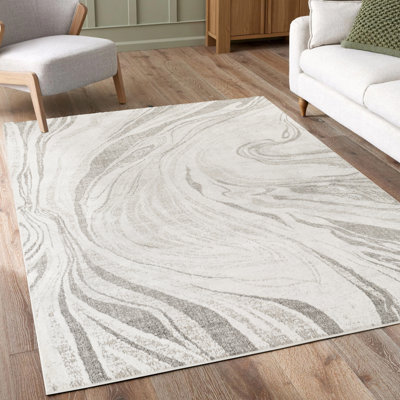 Mabel Modern Contemporary Living Room Area Rug 13mm Cut Pile Jute Backing Carpet - Abstract Seamless Geometric Design, Stone-Abstract