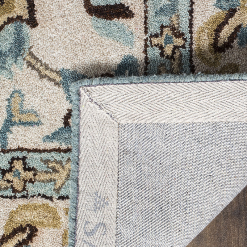 Handmade Tufted Blue Wool Round Area Rug, 24"