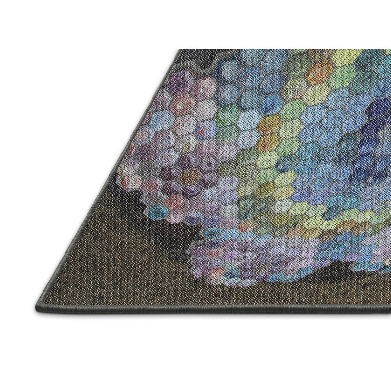 Tapis mauve / brun à motif géométrique tissé à la machine, Rectangle 8 pi x 12 pi
