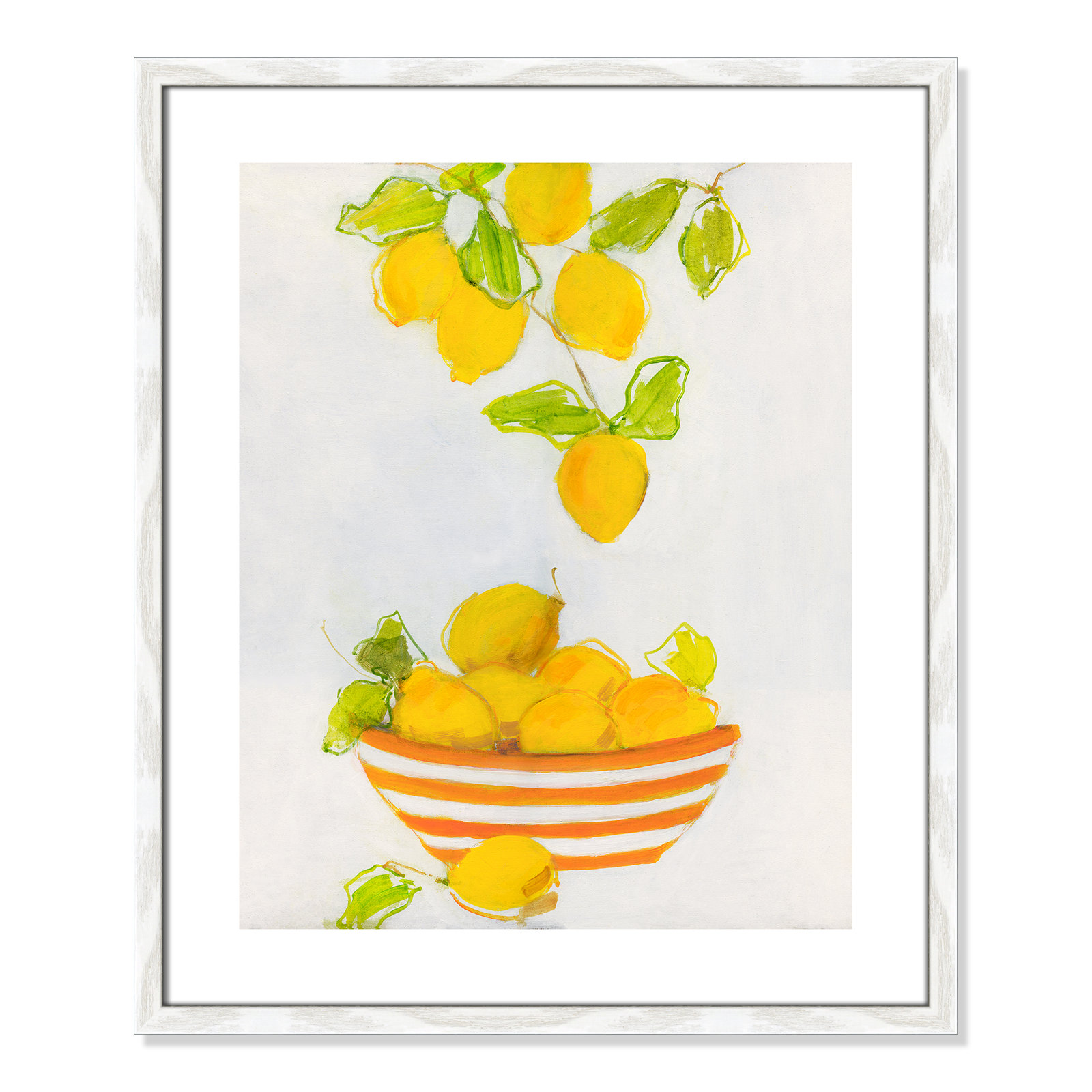 Darcy "Lemonlicious" Painting by Sally Swatland, 25.5" H x 21.5" W x 0.75" D, White Wood Framed Paper
