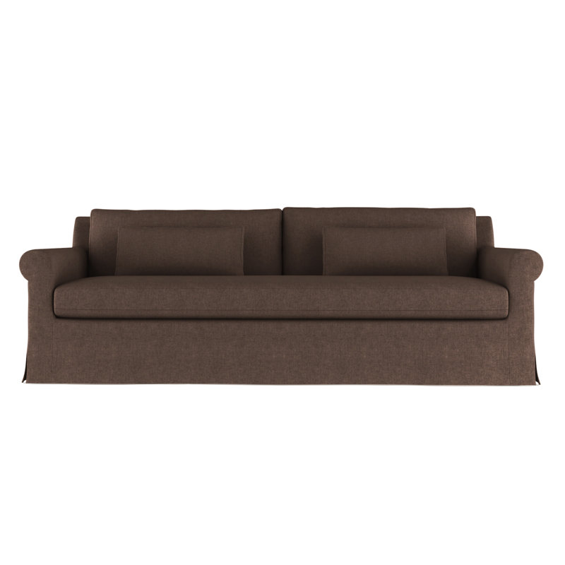 Canapé à accoudoirs arrondis Ludlow, H 34 po x l 84 po x P 38 po, Ébène, Cuir vieilli chocolat