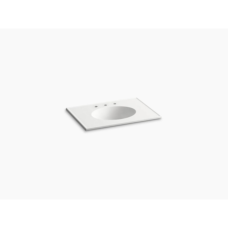 Plateau de meuble-lavabo simple 31 po avec lavabo Ceramique Impressions, Blanc, Ovale