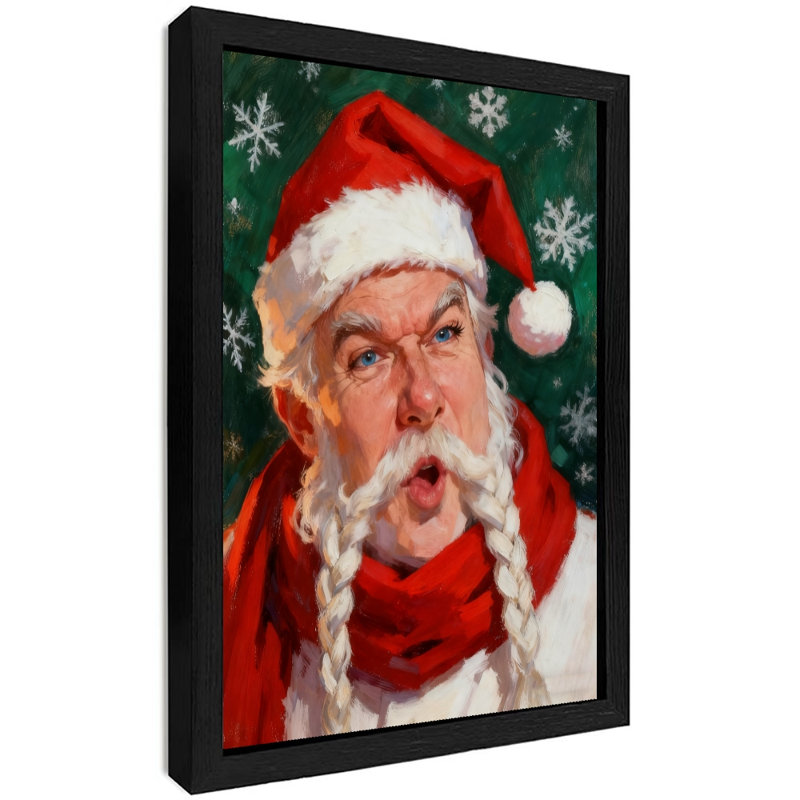 Art mural rétro noir avec père Noël, H 37 po x l 25 po