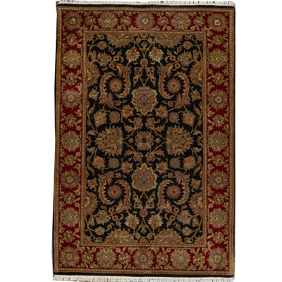 Wool Oriental Area Rug in Black/Red