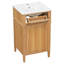 Meuble-lavabo en bois de 20 po avec lavabo, pieds en bois massif, tablette réglable, tiroir inclinable, poignées en bois, armoire autoportante moderne pour petite salle de bain