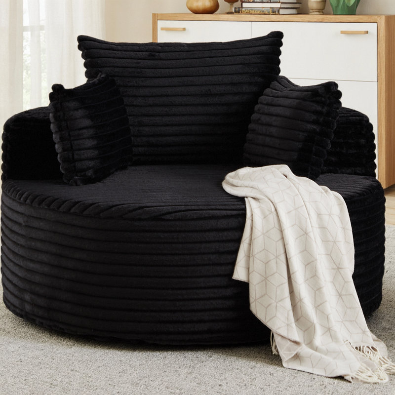Canapé-lit simple moelleux en velours côtelé de 50 po L, sans assemblage requis Fauteuil-lit moelleux moderne avec coussin de dossier pour le salon, la chambre à coucher et le salon