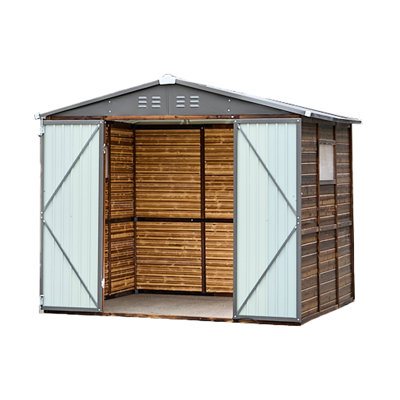 6*8Ft Iron Shed - Waterproof & Functional Interior Outdoor Spacious For Garden Tools Equipment