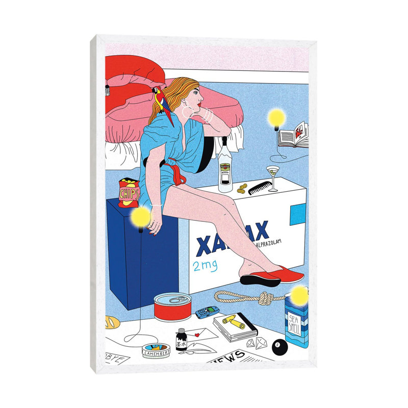Xanax by Cosmo - Print on Canvas, 66.04cm H x 20.32cm W x 3.81cm D, White Framed Canvas