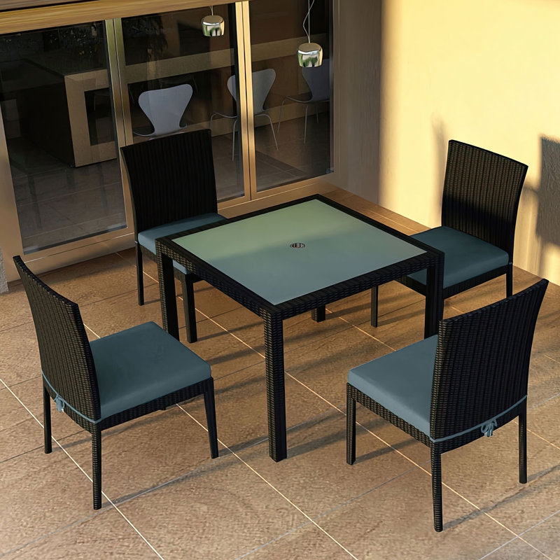 Urbana Outdoor Dining Set, 29.5" H x 39.25" W x 39.25" L, Canvas Charcoal Sunbrella® Canvas