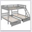 Lit superposé triple en bois avec tiroirs de rangement - Double au-dessus de simple et simple - Barrières de sécurité, sans sommier, design multifonctionnel