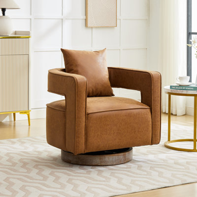 Davidanthony Upholstered Swivel Barrel Chair