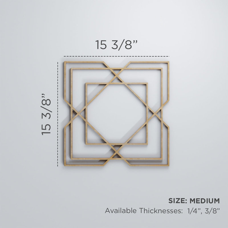 Lakewood Decorative Fretwork Wood Wall Panels, 15 3/8"H x 15 3/8"W x 3/8"D, Wood