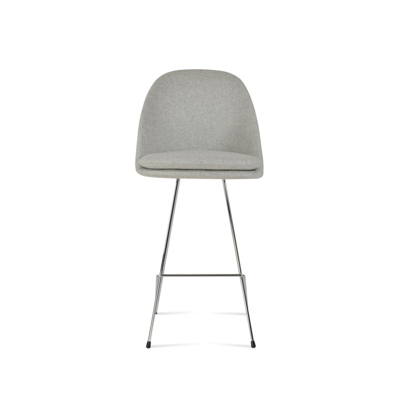 Tabouret de bar et de comptoir Avanos, Tabouret de comptoir (siège d'une hauteur de 24 p, Laine argentée, Laiton