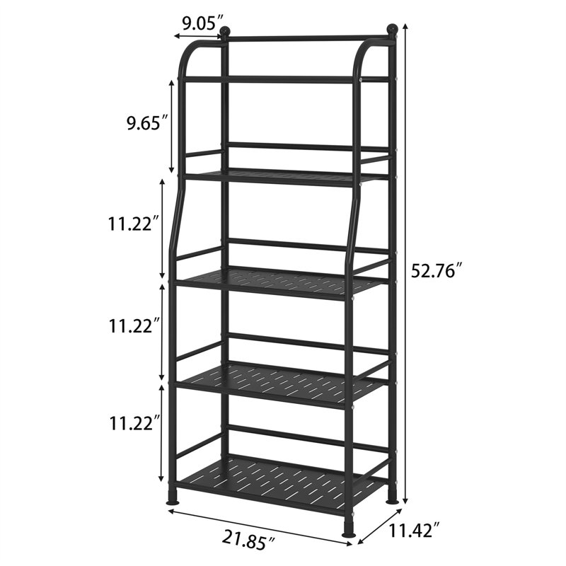 Modern 5-Tier Sturdy Metal Storage Rack, Noir