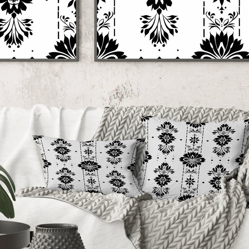 Imprimé mosaïque noir et blanc - coussin lombaire traditionnel