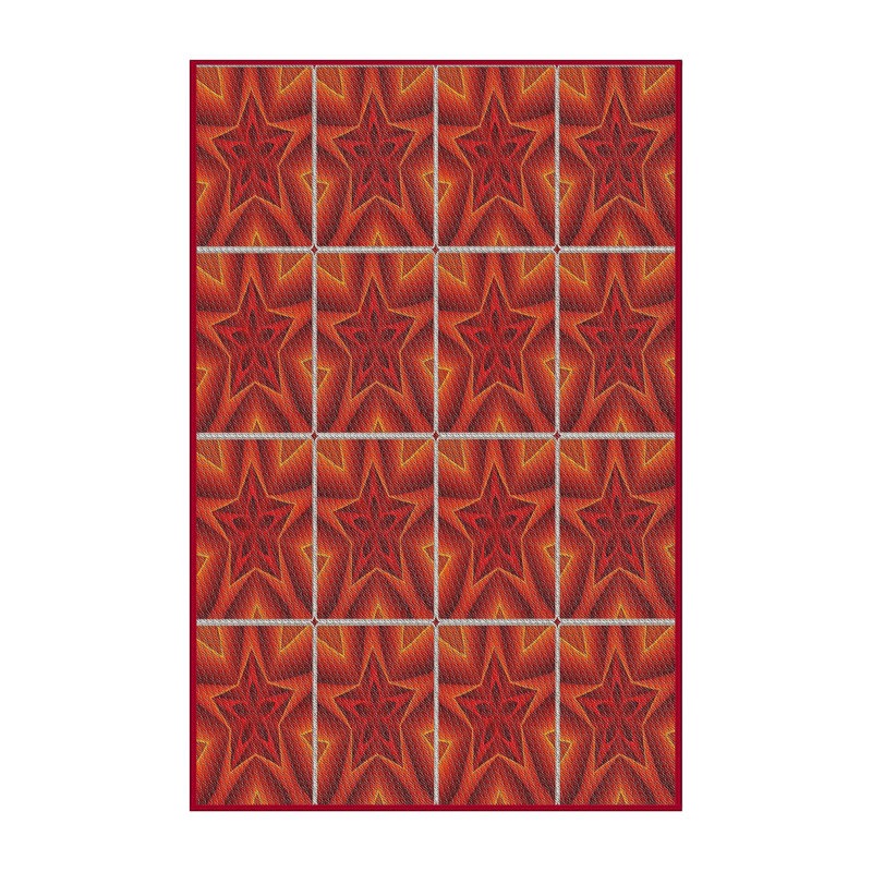 Tapis rouge/brun tissé à la machine, Rectangle 5 pi x 7 pi