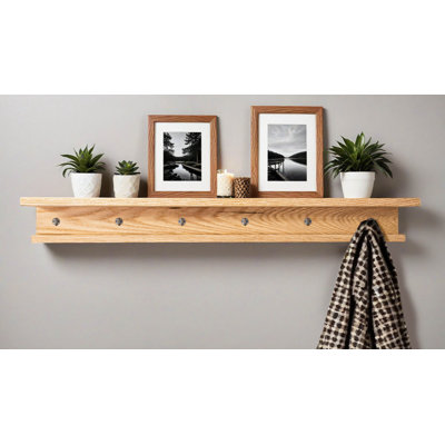Rayne 3 Piece Oak Shelves With Hooks