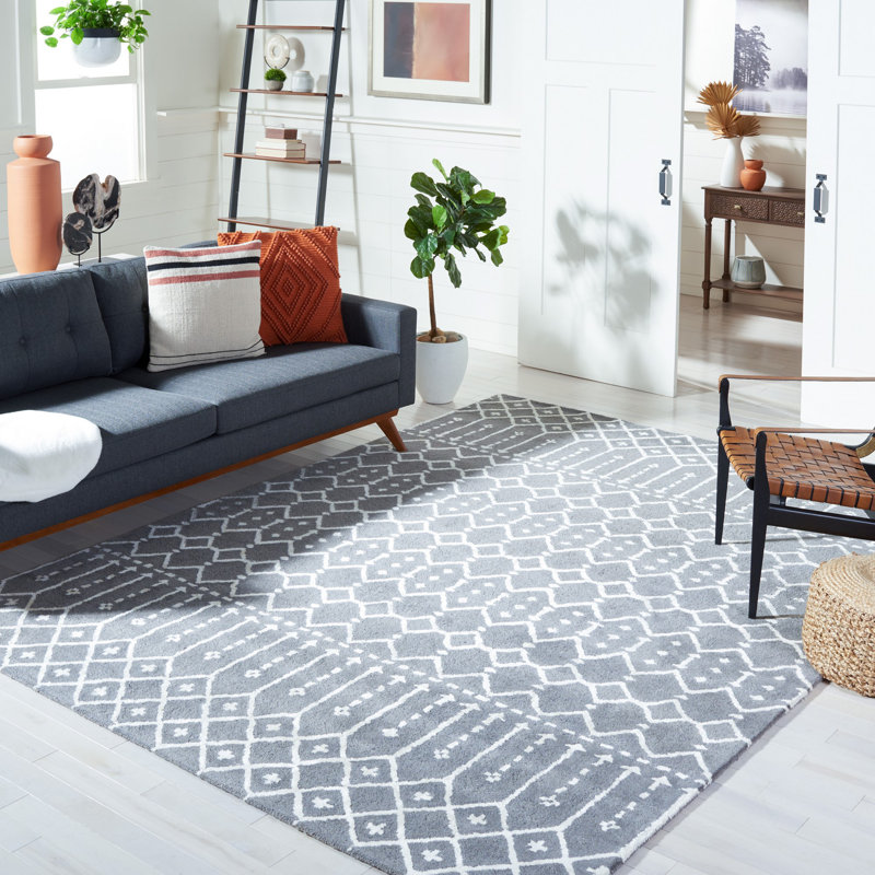 Tapis gris en laine / viscose touffeté à la main Zariah, Tapis de couloir 2 pi 3 po x 8 pi