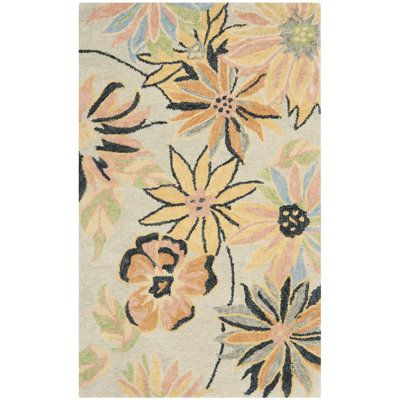 Emrick Hand Hooked Wool Floral Rug