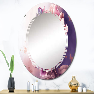Plouffe Pink And Gold Peruvian Lily II - Floral Peruvian Lily Wall Mirror