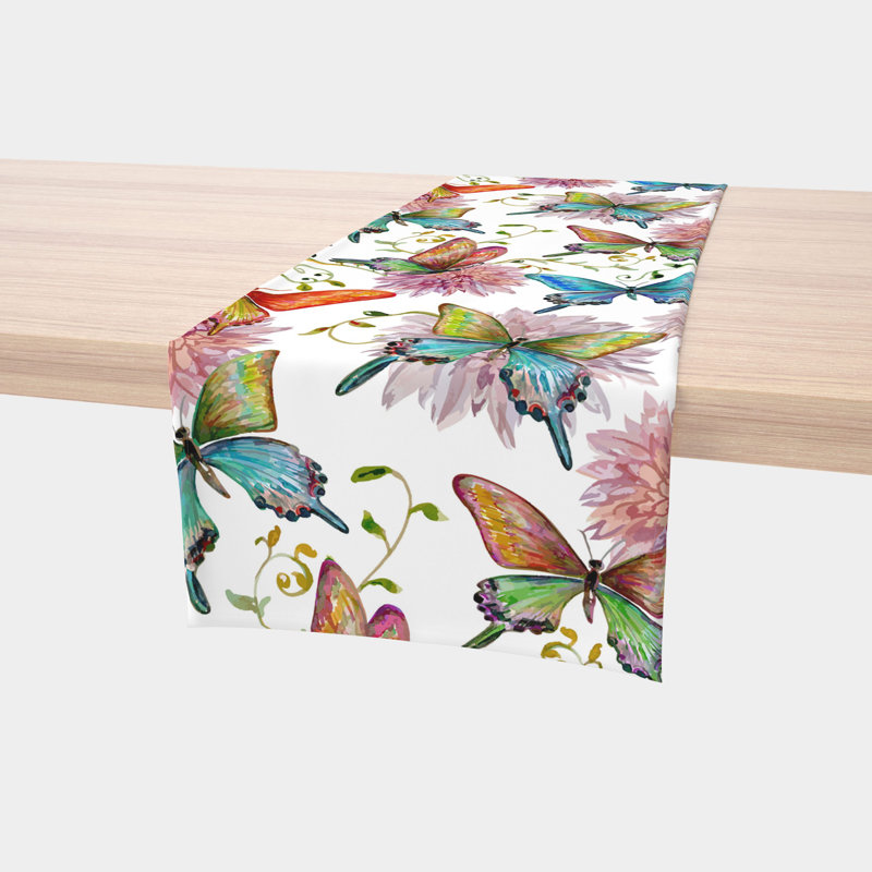 Fabric Textile Products Inc 100% Cotton Table Runner Floral Botanical Print Ivory, 16" x 108"