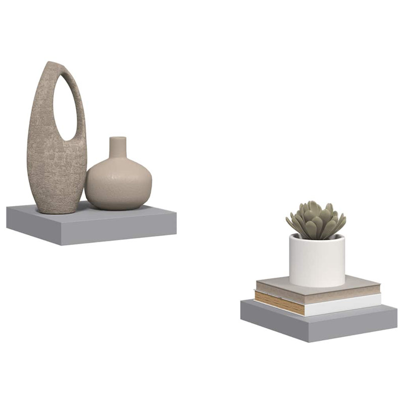 Ensemble de 2 tablettes murales flottantes carrées en panneau de fibres à densité moyenne 9,1 x 9,3 x 1,5 po