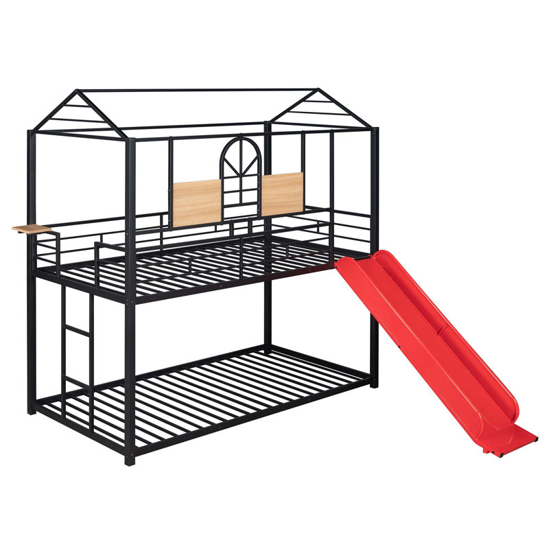 Lit superposé en métal, lit de maison en métal avec glissade, trois s disponibles