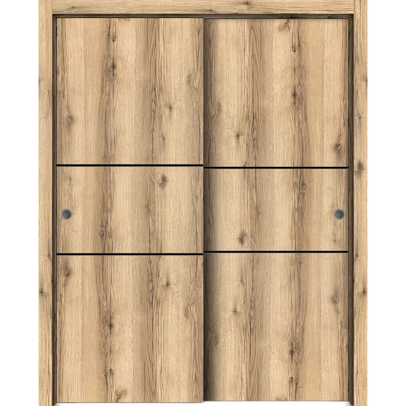 Porte de grange en bois massif massif, Chêne, 56 po x 96 po