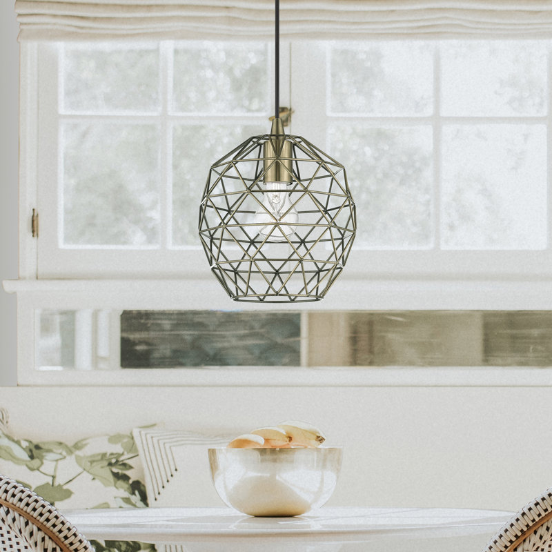 Luminaire suspendu simple à 1 lumière Lucilo, Laiton antique