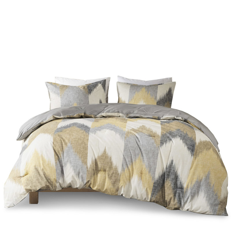Édredon en coton imprimé, double, double, 3 pièces avec 2 taies décoratives, rembourrage, literie,, Jaune
