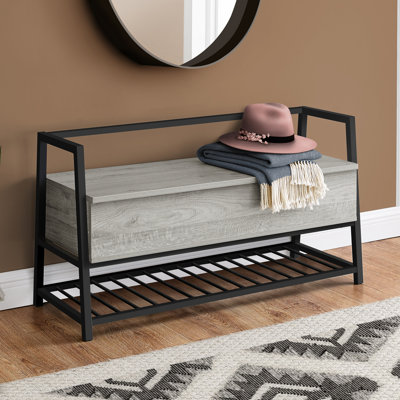 Banc de rangement contemporain à plateau rabattable avec range-chaussures, idéal pour l'organisation de vestibules et de couloirs, design moderne et élégant