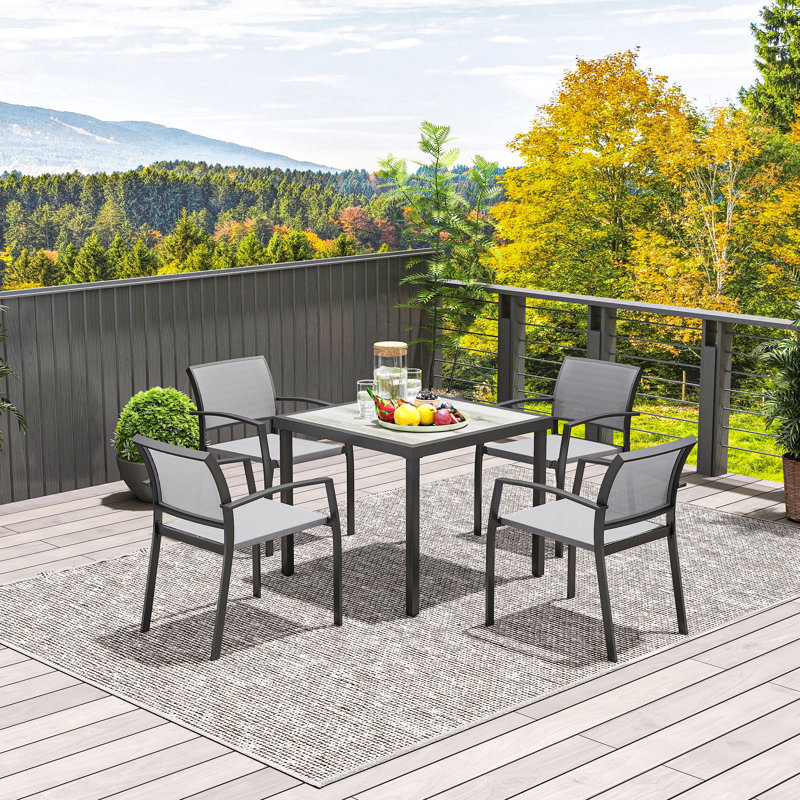 Steel Patio Dining Set Table,