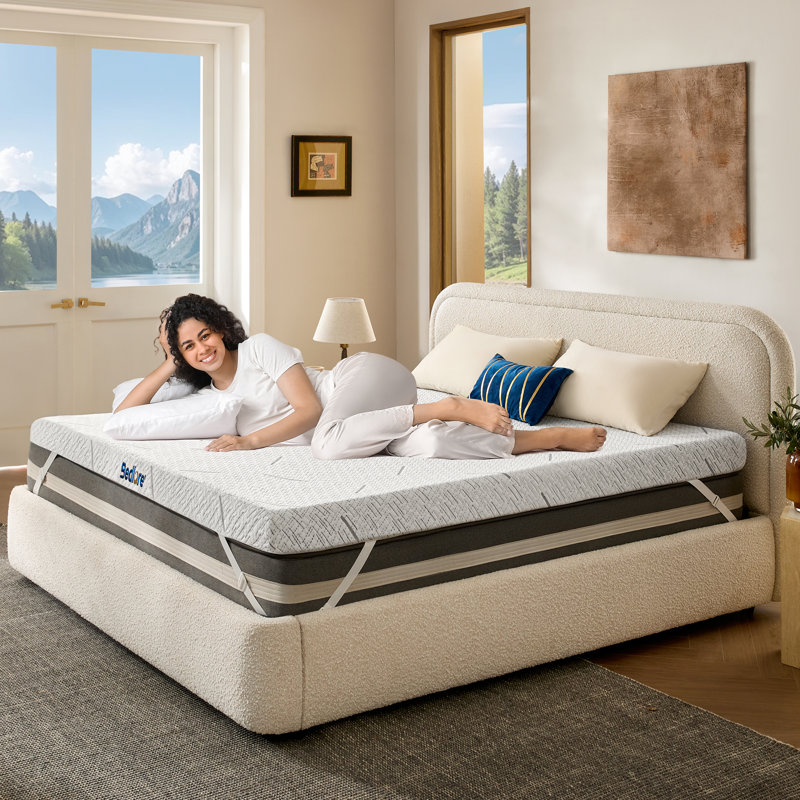 BEDLORE® 3' Gel Memory Foam Mattress Topper with Cover, Medium-firm Mattress Addition with Breathable ＆ Washable Cover, Soften Mattress That Too Firm, for Back Pain Relief